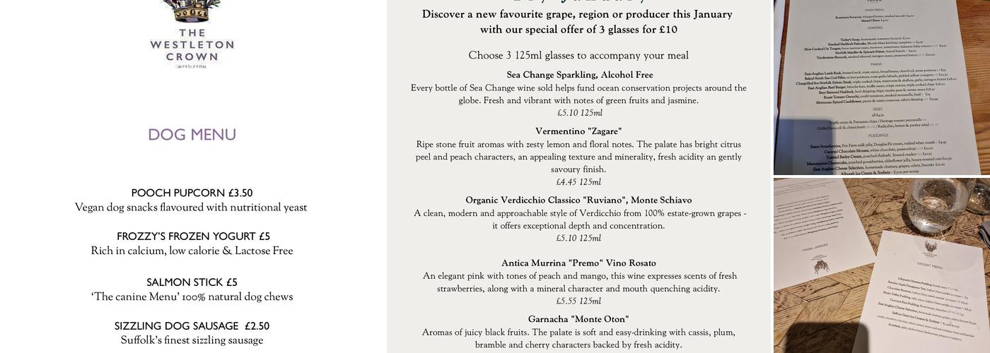 The Westleton Crown Menu