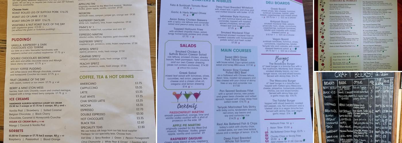 The Queen's Head at Bramfield Menu