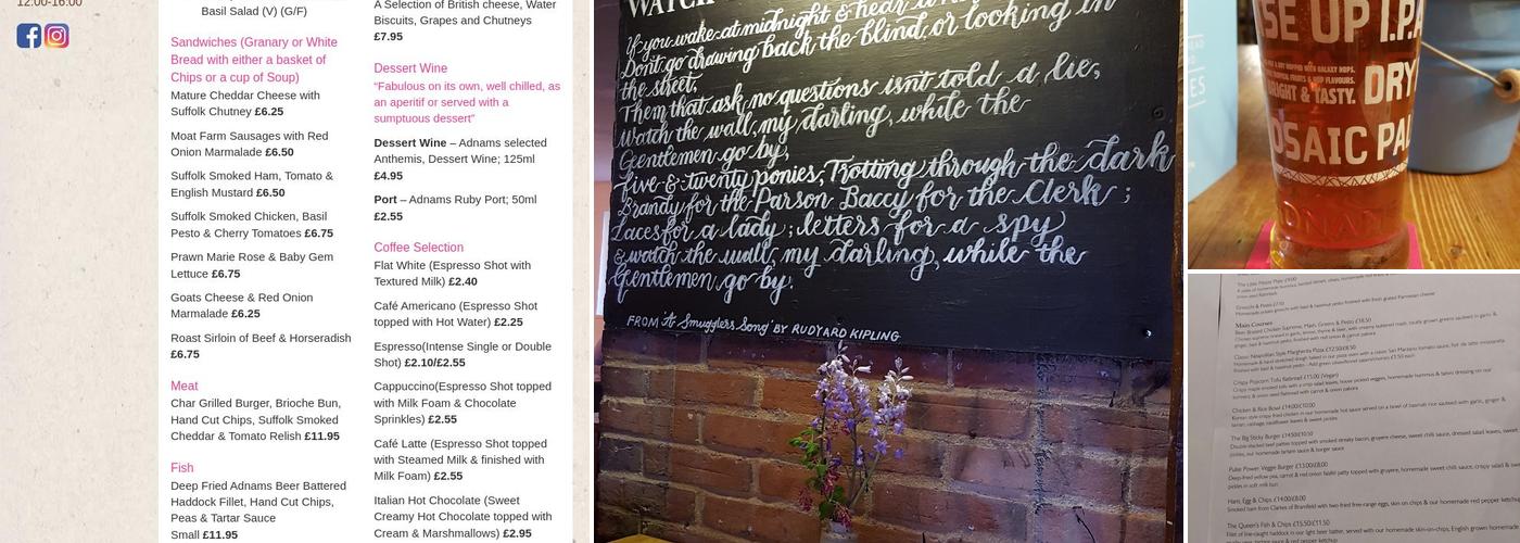 Queens Head Blyford Menu