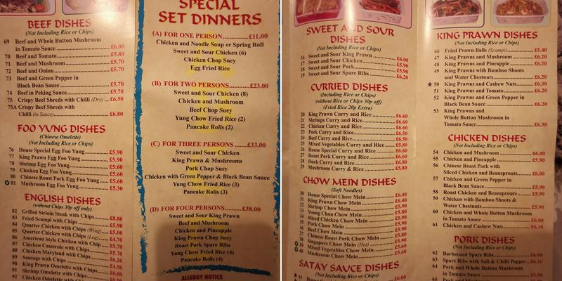 Fine Food Menu
