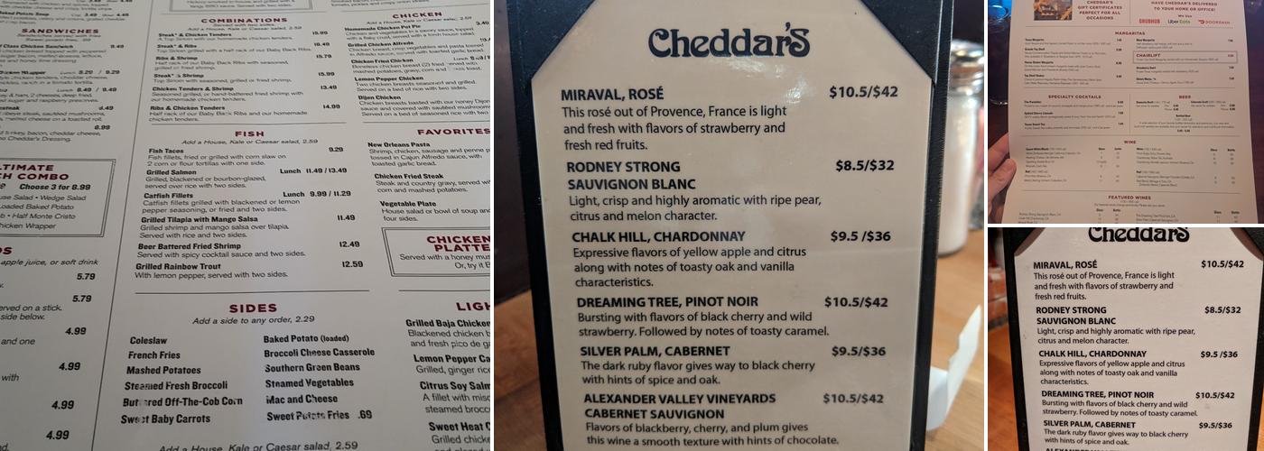 Cheddar's Scratch Kitchen Menu