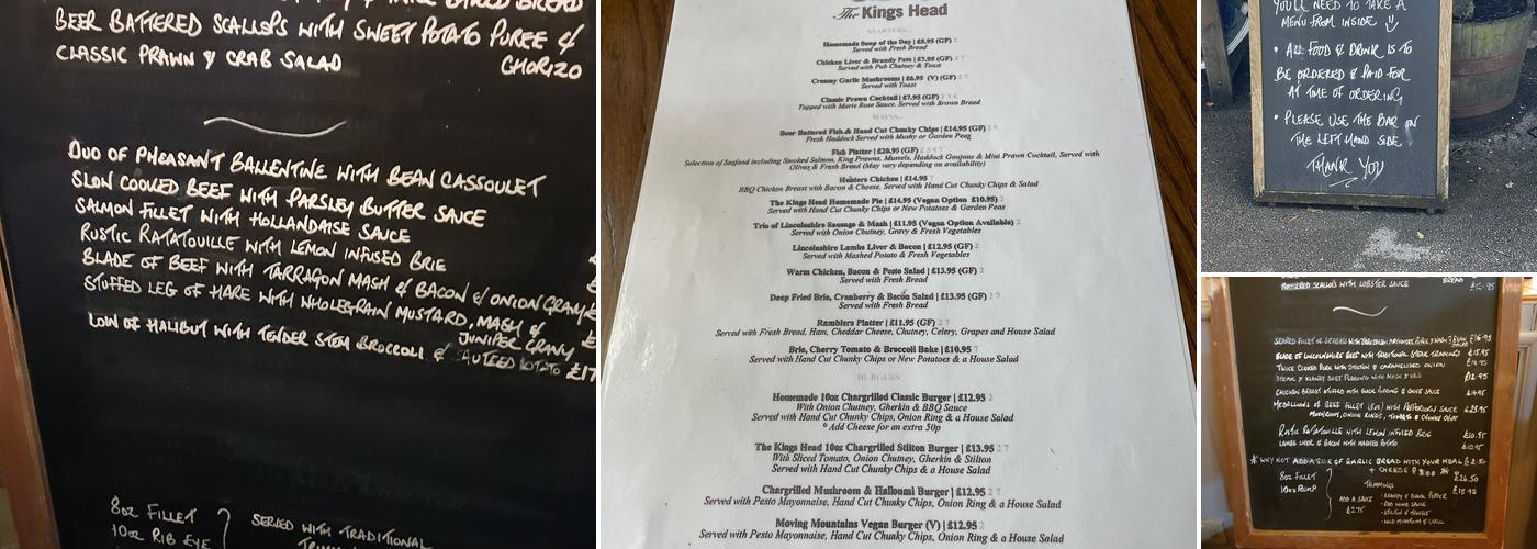 The King's Head Menu