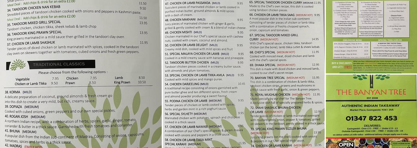 The Banyan Tree Menu