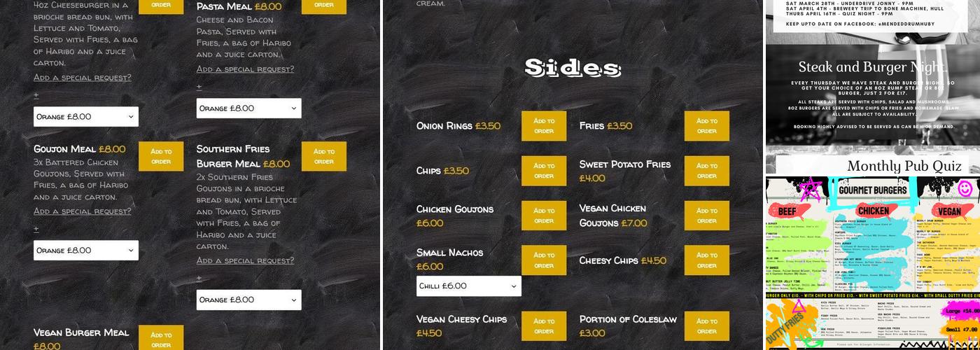 The Mended Drum Menu