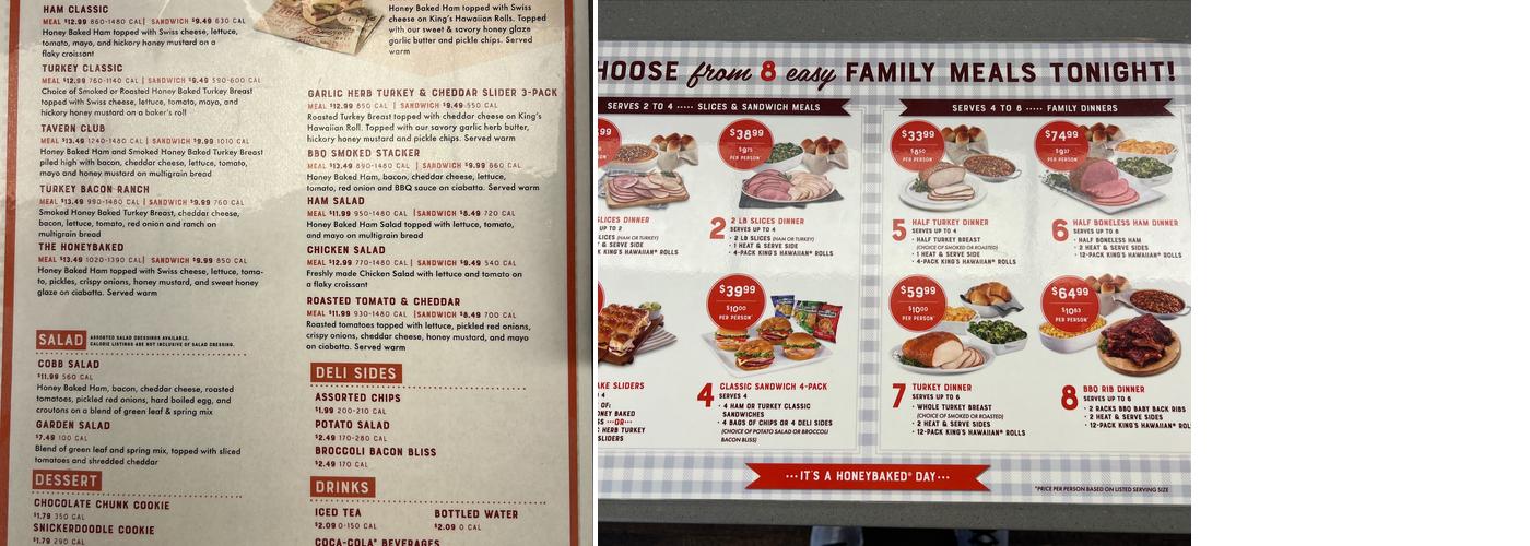 The Honey Baked Ham Company Menu