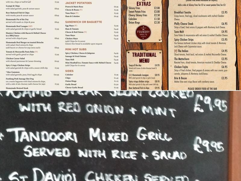 The Foundry Vaults Menu