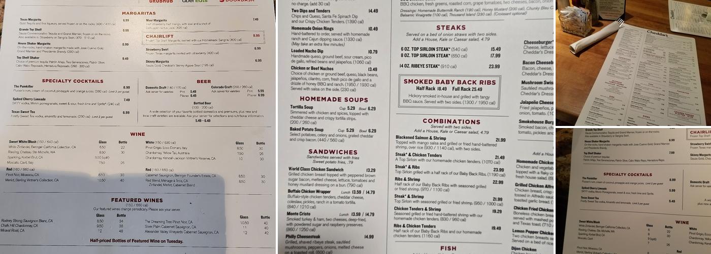 Cheddar's Scratch Kitchen Menu