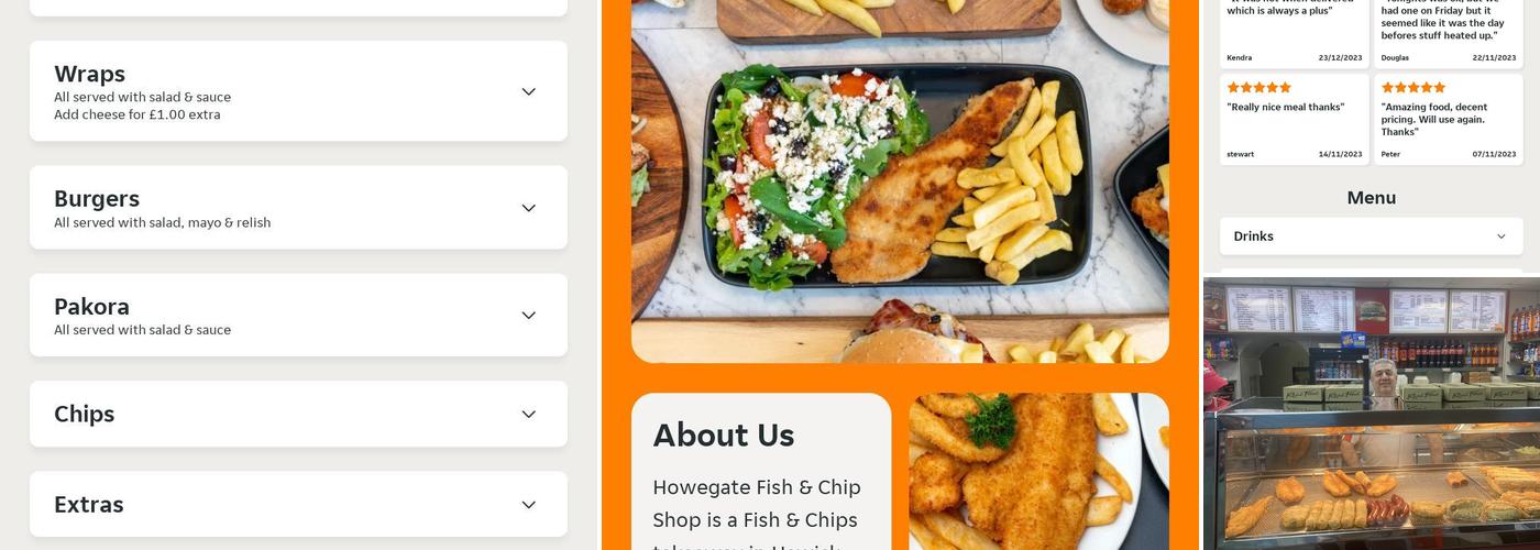 Howegate Fish & Chip Shop Menu