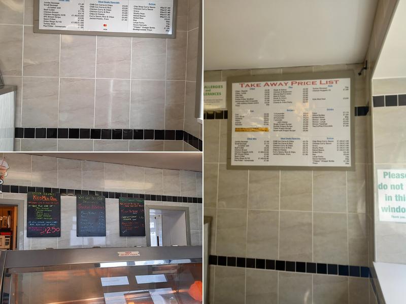 Prices Fish and Chips Menu