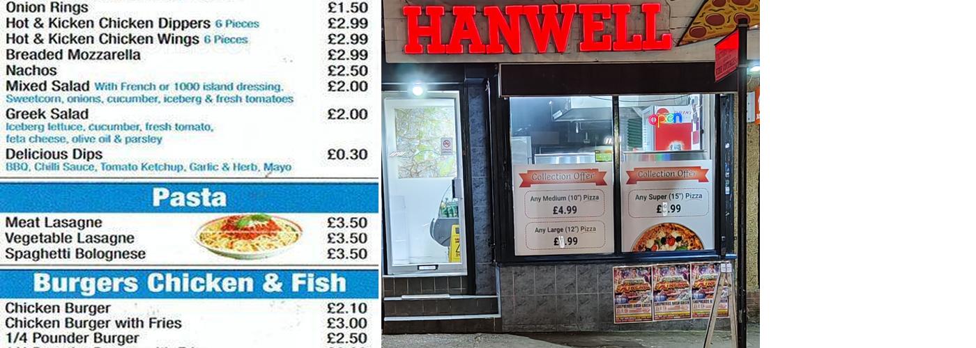 Hanwell Pizza Menu