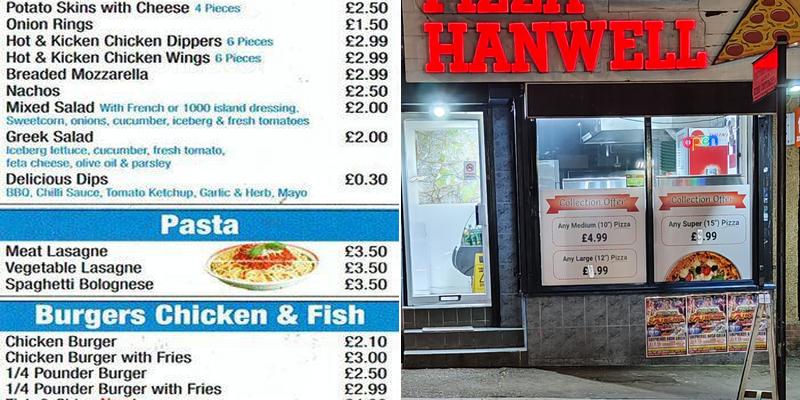 Hanwell Pizza Menu