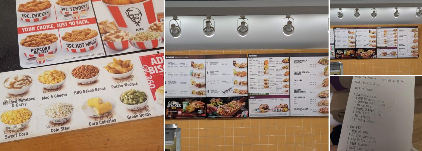 Taco Bell / KFC Menu