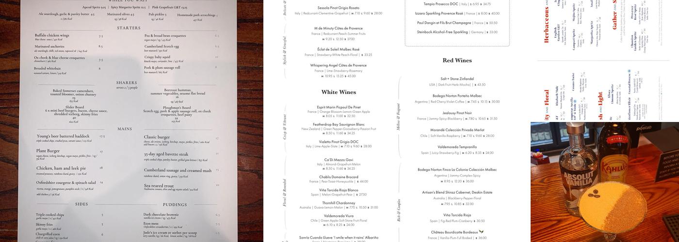 Theodore Bullfrog Menu