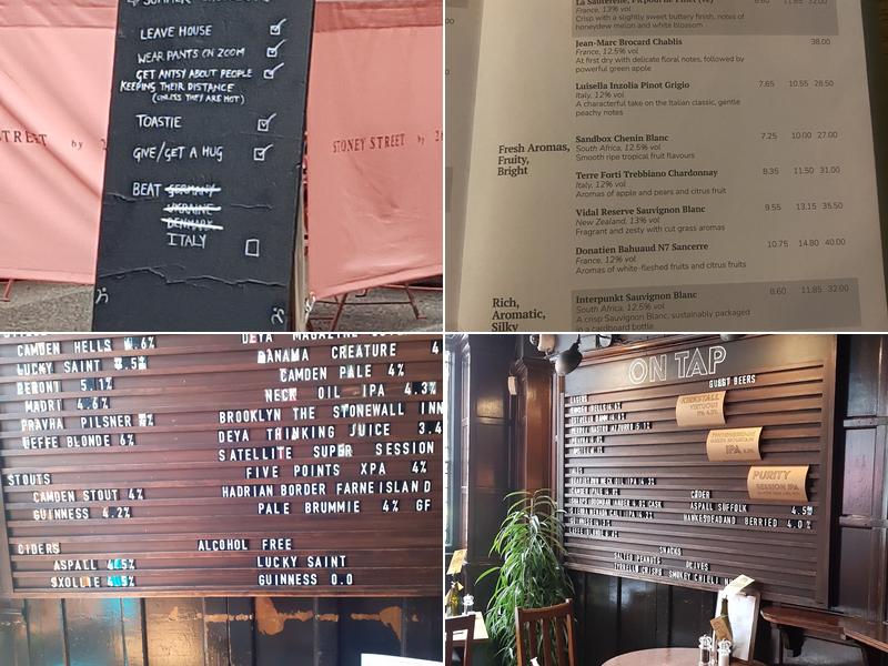 The Southwark Tavern Menu