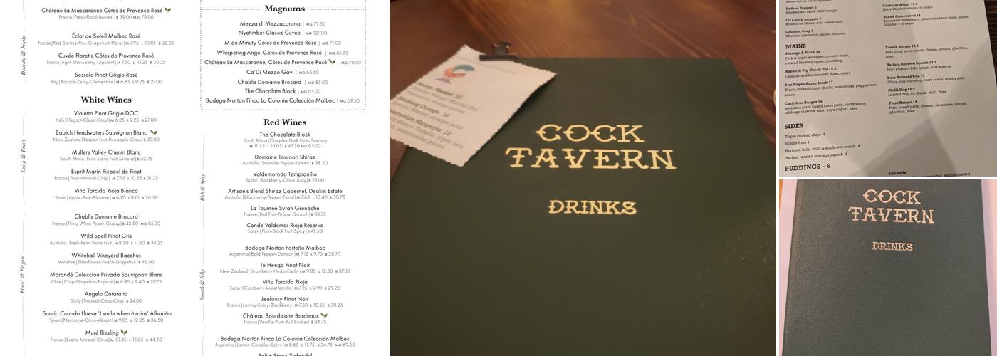 Cock Tavern Menu