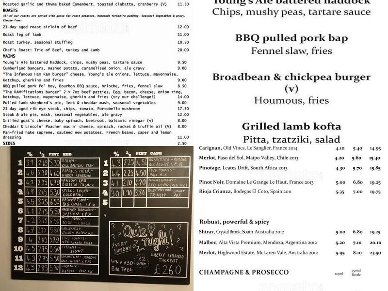 The Hammersmith Ram Menu