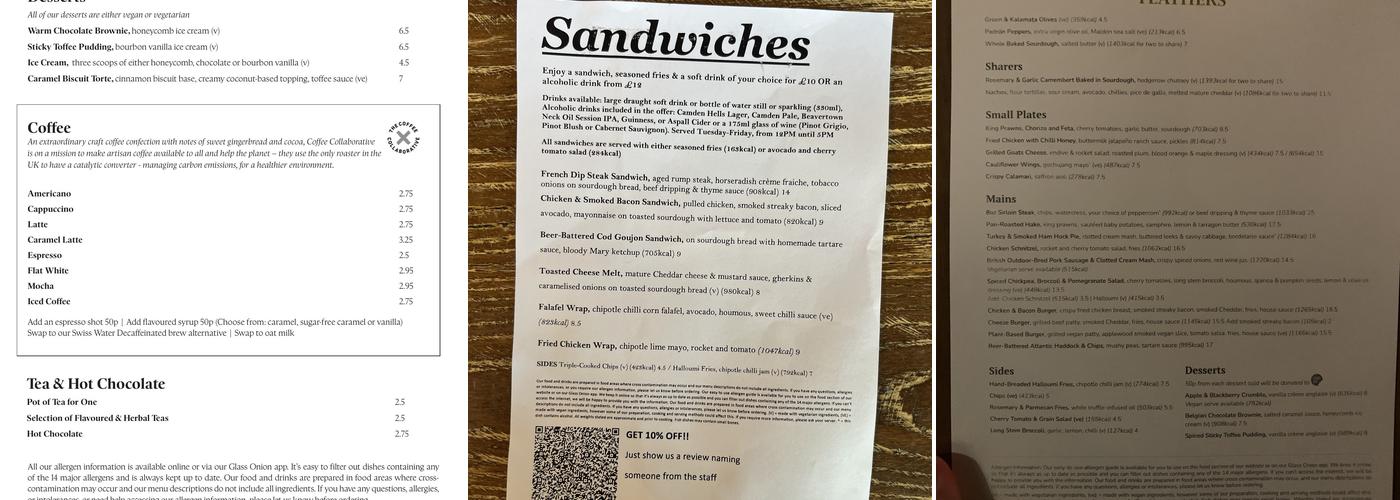 The Prince Of Wales Feathers Menu