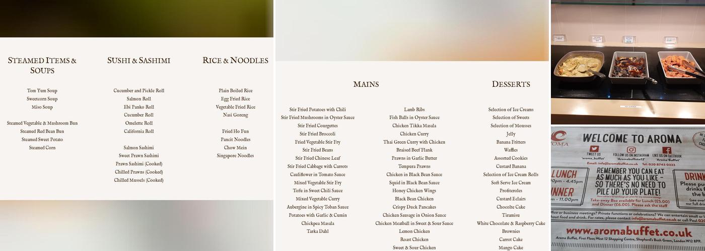 Aroma Buffet W12 | Dinner & Lunch Menu