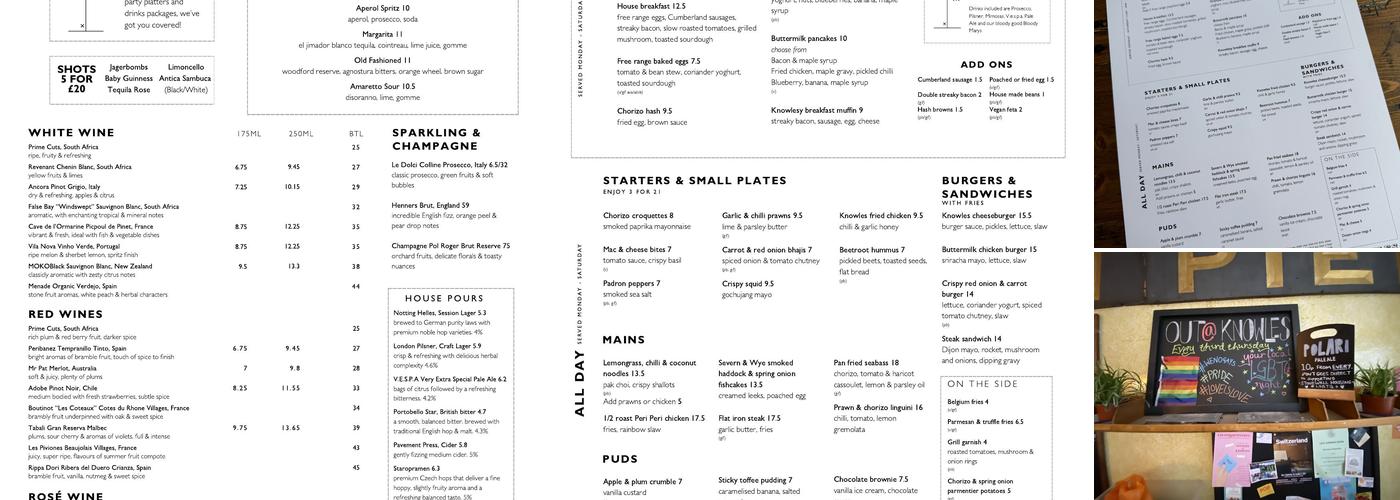 Knowles of Norwood Menu