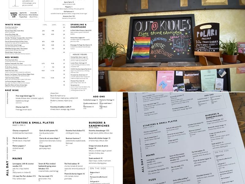 Knowles of Norwood Menu