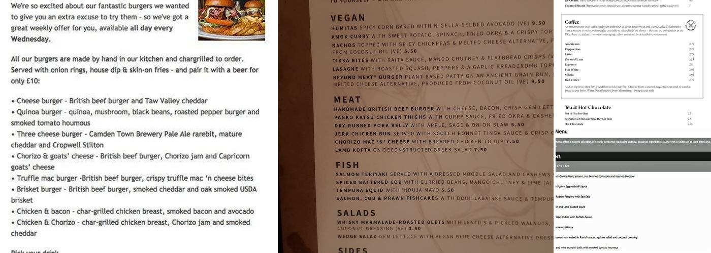 The Bull Islington Menu