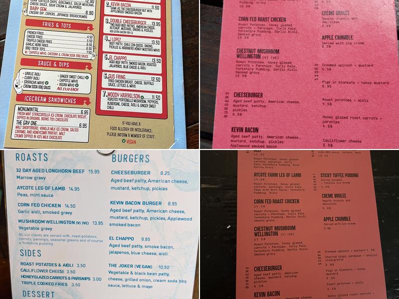 The Old Queens Head Menu