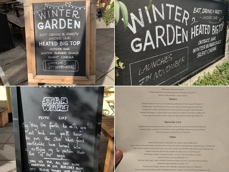 The Fentiman Arms Menu