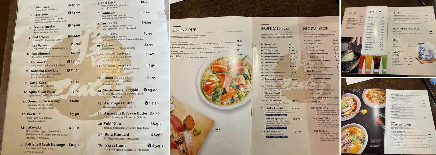 Sushi Zento Muswell Hill Menu