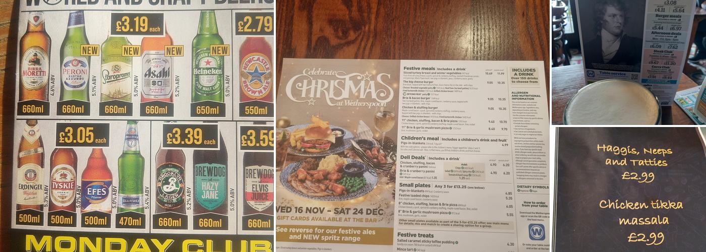 The Sussex - JD Wetherspoon Menu
