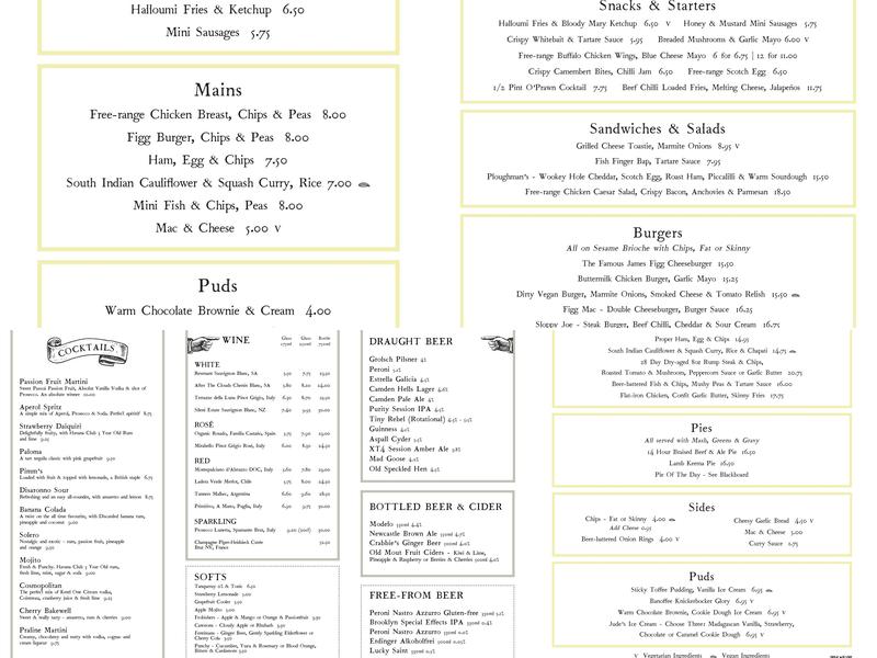 The James Figg Menu