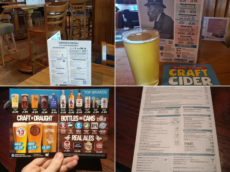 The Lord Wimborne - JD Wetherspoon Menu