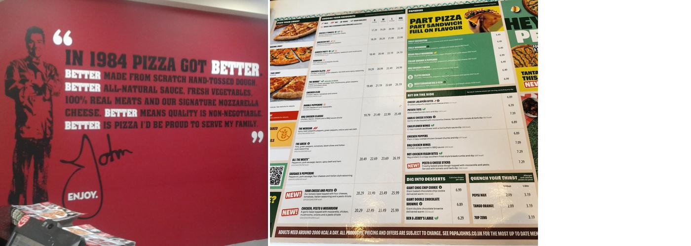 Papa Johns Pizza Menu