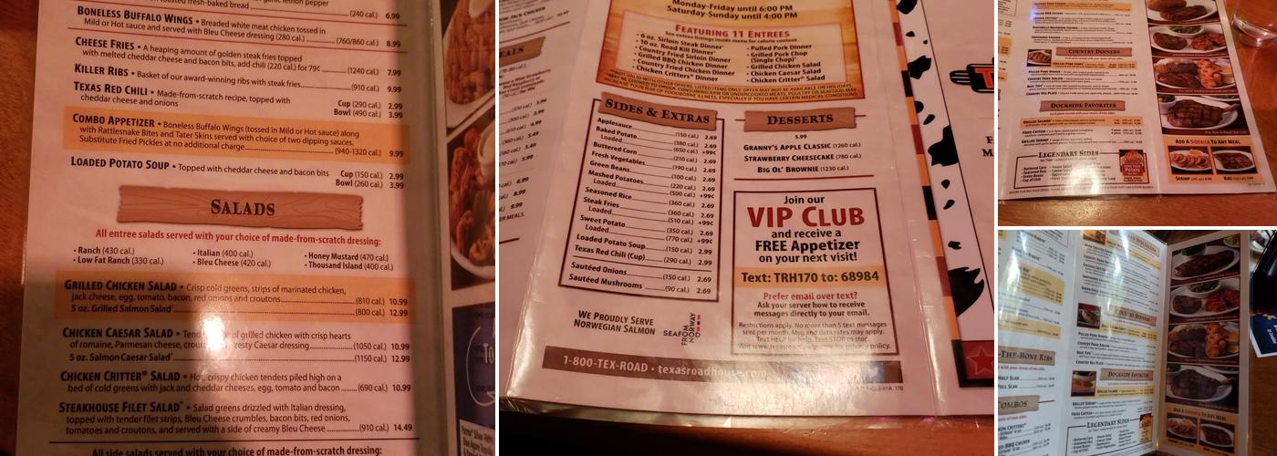 Texas Roadhouse Menu