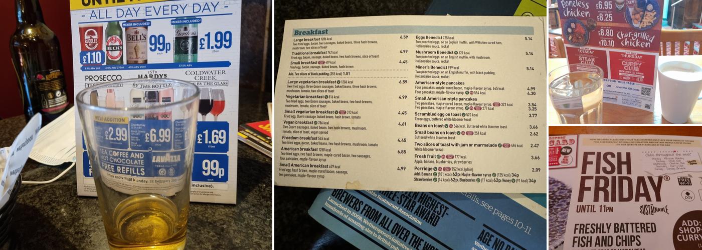 The Gold Cape - JD Wetherspoon Menu