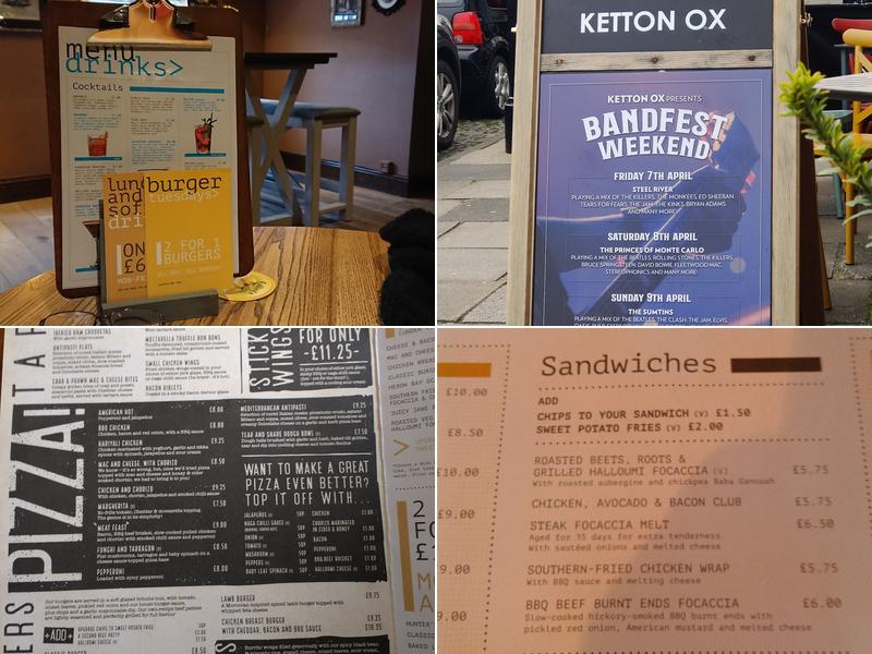 The Ketton Ox Menu