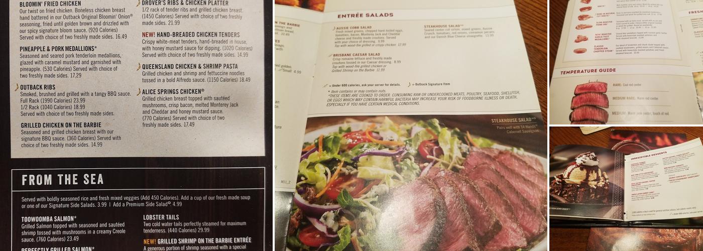 Outback Steakhouse Menu