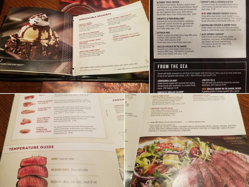 Outback Steakhouse Menu