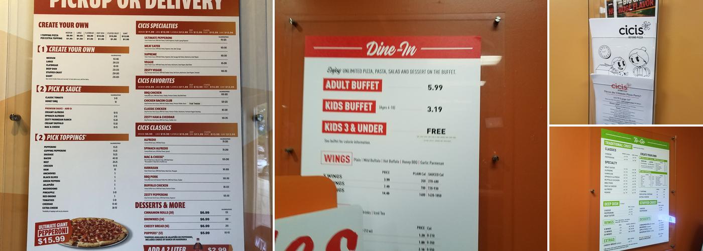 Cicis Pizza Menu