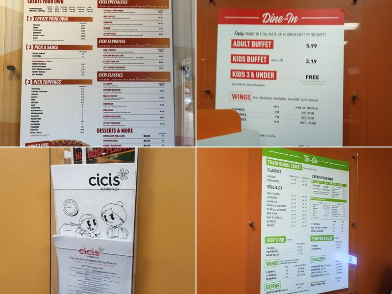 Cicis Pizza Menu