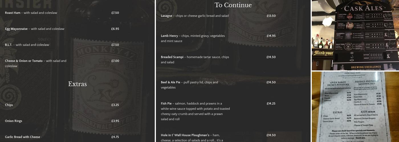 Hole in t' Wall Menu