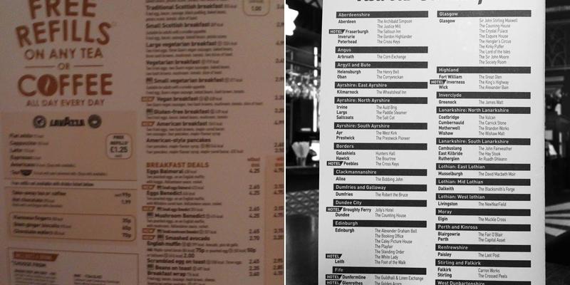 Hunters Hall - JD Wetherspoon Menu