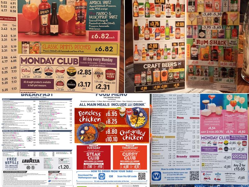 The Bridge House - JD Wetherspoon Menu