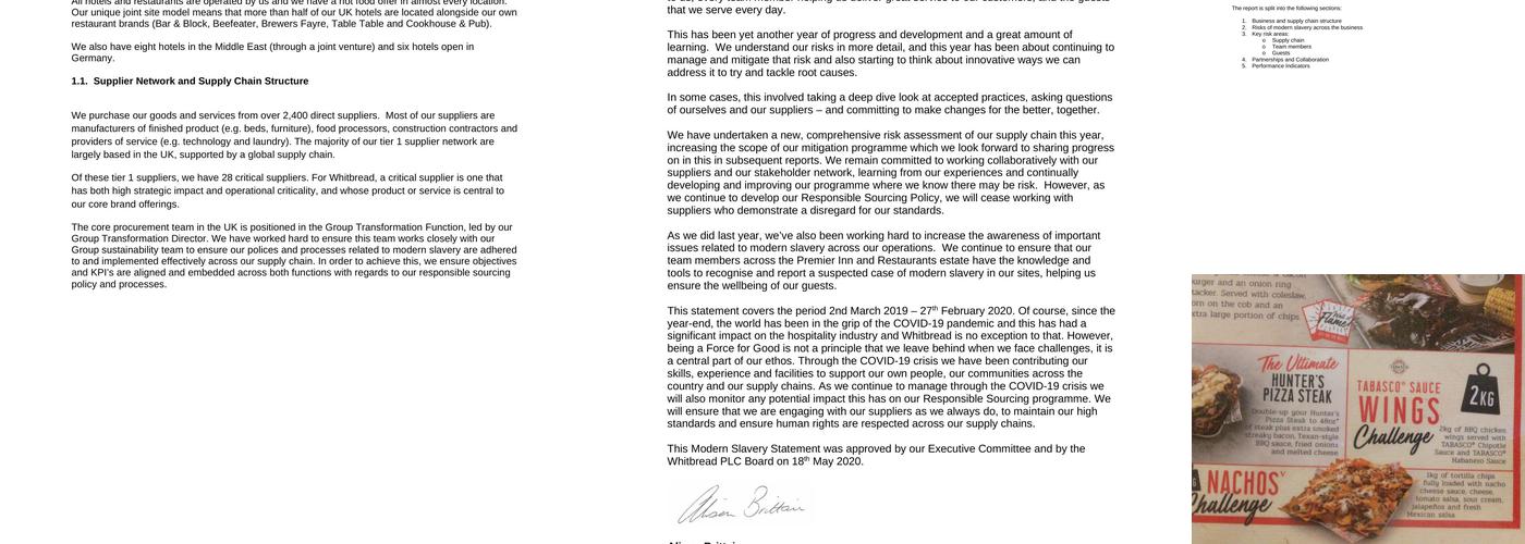 Premier Inn Carlisle Central North hotel Menu