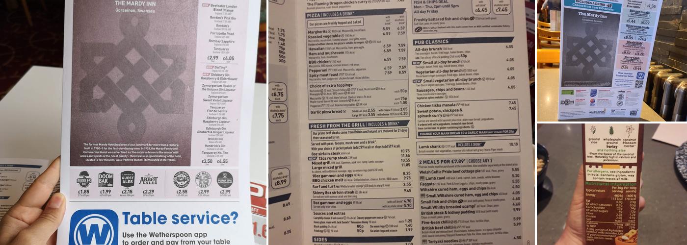 The Mardy Inn - JD Wetherspoon Menu