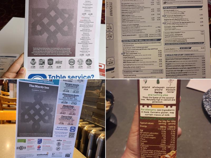 The Mardy Inn - JD Wetherspoon Menu