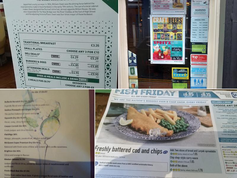 The William Owen - JD Wetherspoon Menu