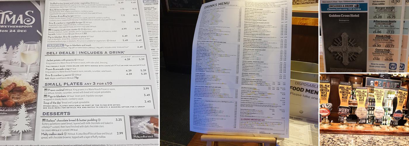 Golden Cross Hotel - JD Wetherspoon Menu