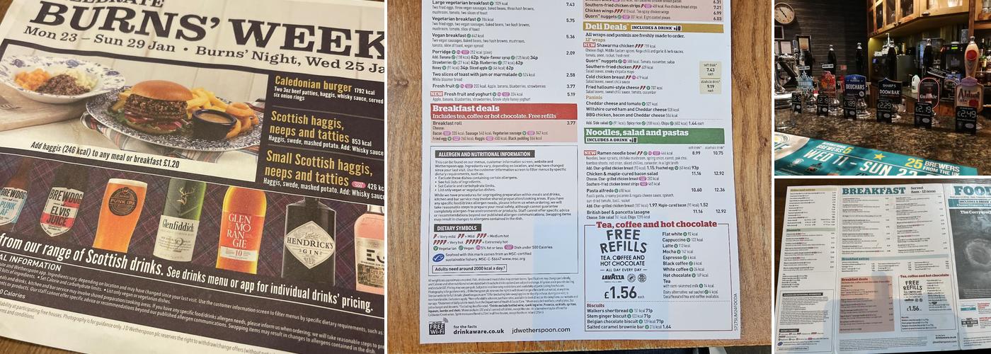 The Corryvreckan - JD Wetherspoon Menu