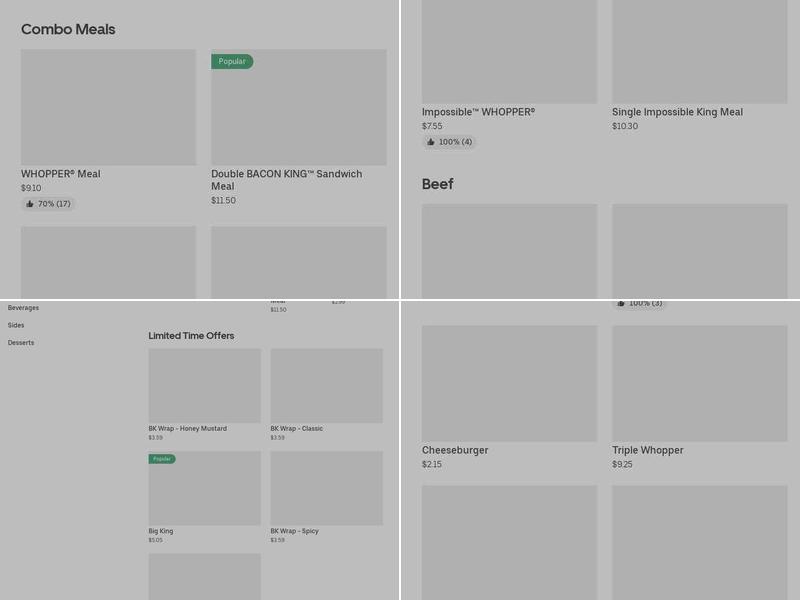 Burger King Menu