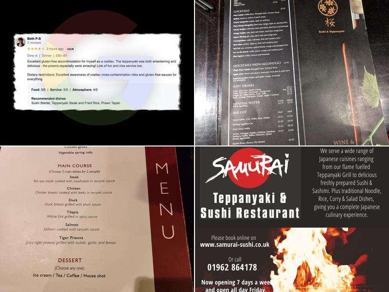 Samurai Teppanyaki restaurant Menu